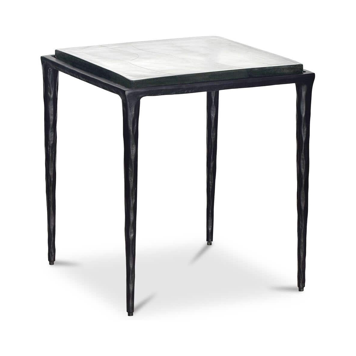 Mullion Side Table in Clear — casted glass detail