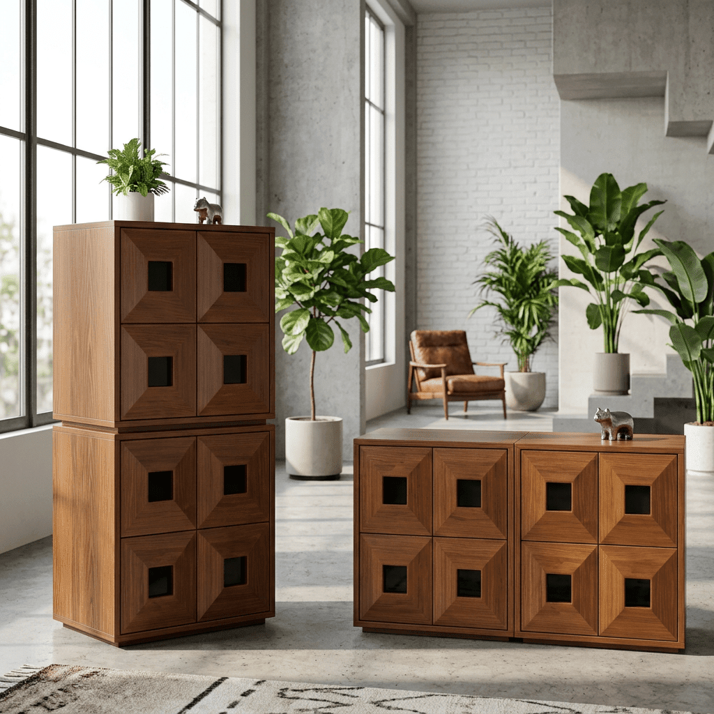 Finn Stackable Walnut Storage - Altera