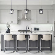 Fougeres Chrome Frame Counter Stool Set of Two in Blended Cream, styled in a real room