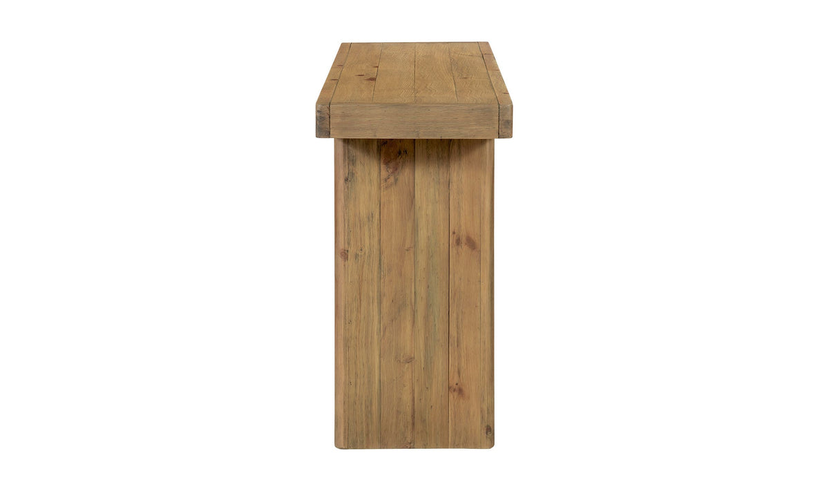 Marmaris Console Table in Rustic Blonde, solid pine detail, view 2