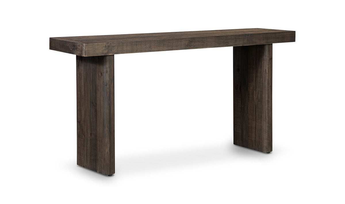 Marmaris Console Table in Aged Brown, three-quarter view