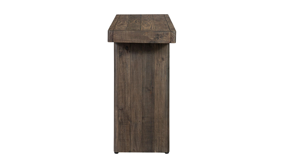 Marmaris Console Table in Aged Brown, solid pine detail, view 2