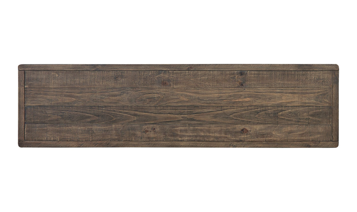 Marmaris Console Table in Aged Brown, solid pine detail, view 3