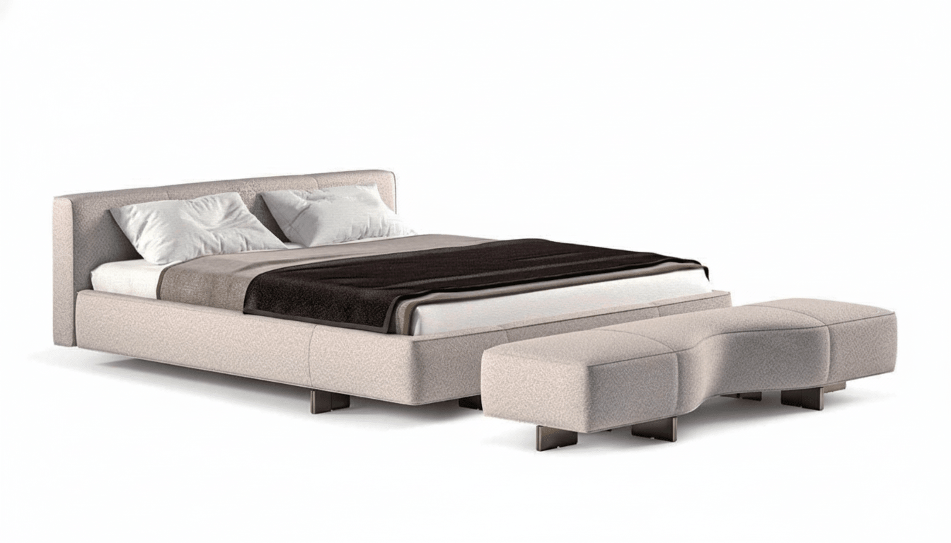 Genoa Upholstered Bed Frame with Sculpted Bench - Altera