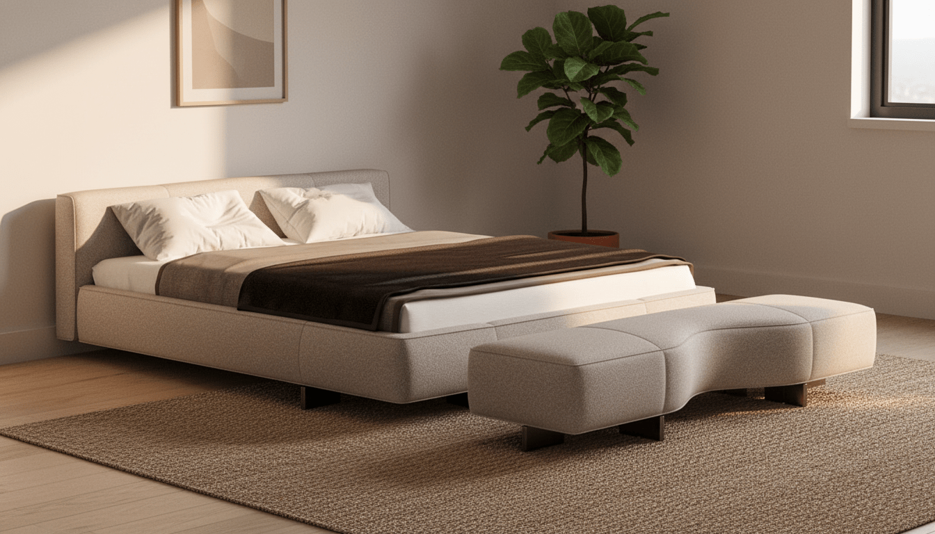 Genoa Upholstered Bed Frame with Sculpted Bench - Altera
