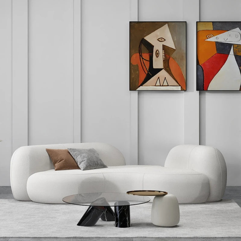 Modern Curved Fabric Sofa V32 with Durable Wood Frame and K43 Foam