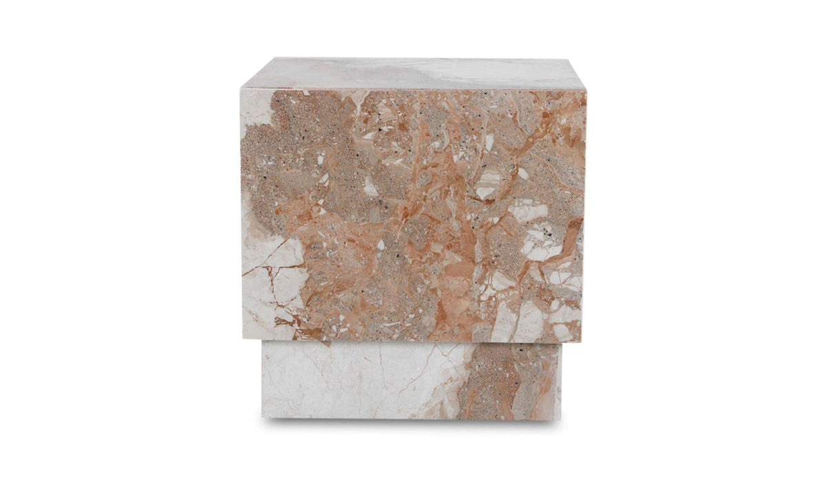 Lismore Side Table in Breccia Marble — back view