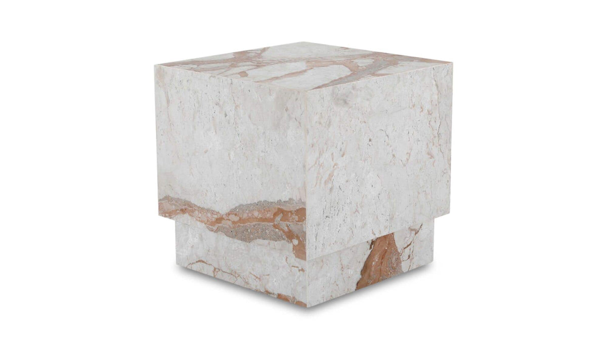 Lismore Side Table in Breccia Marble — back view