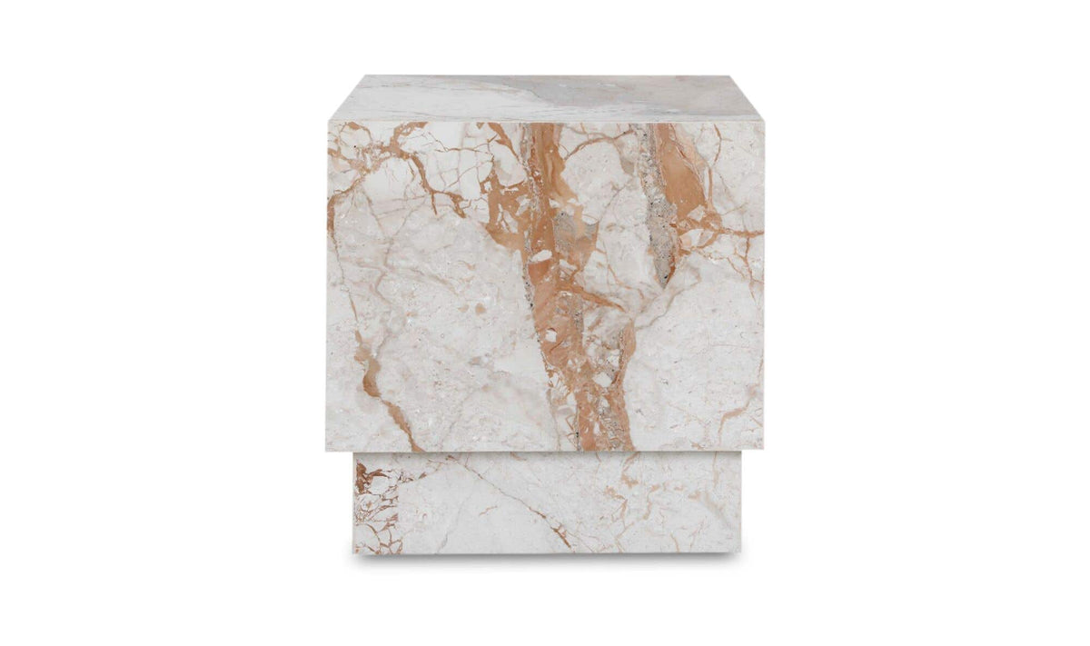 Lismore Side Table in Breccia Marble — side profile
