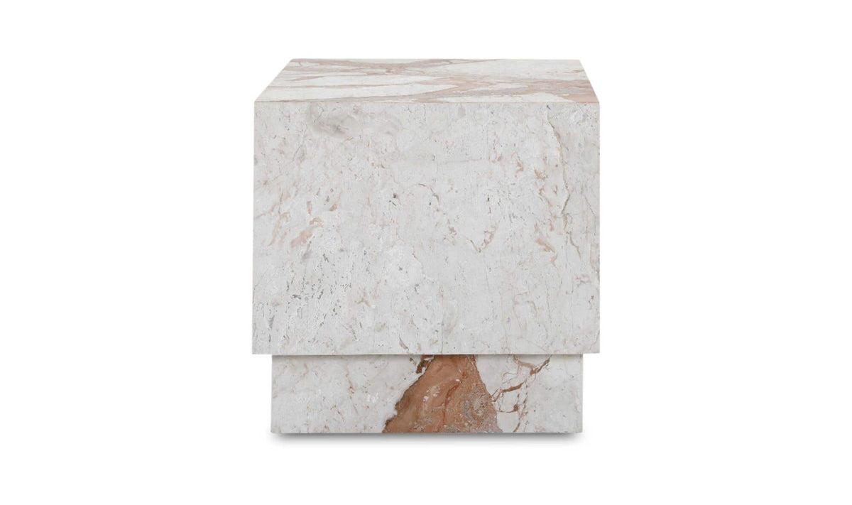 Lismore Side Table in Breccia Marble — side profile