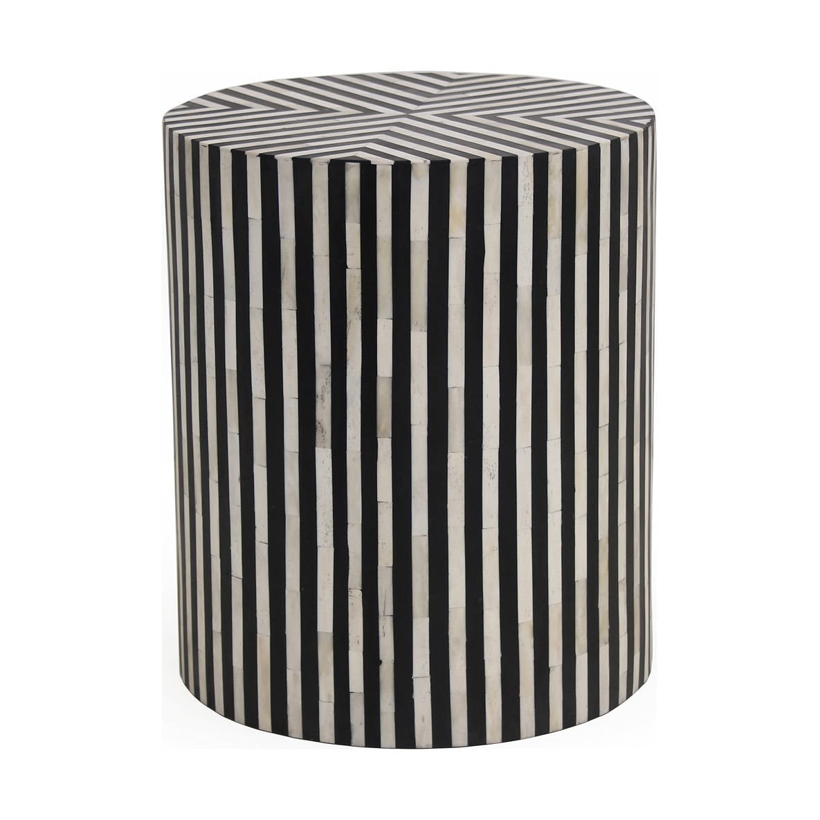Calais Side Table in Black — bone veneer in resin, 15" × 15"