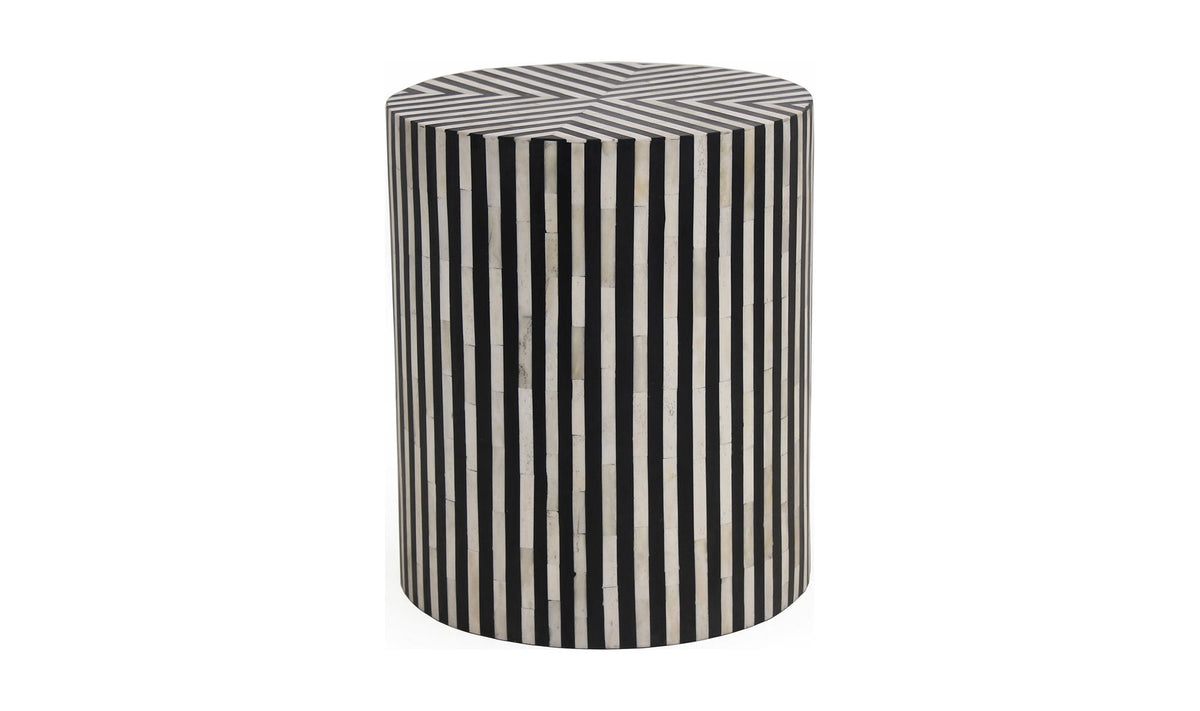 Calais Side Table in Black — bone veneer in resin, 15" × 15"