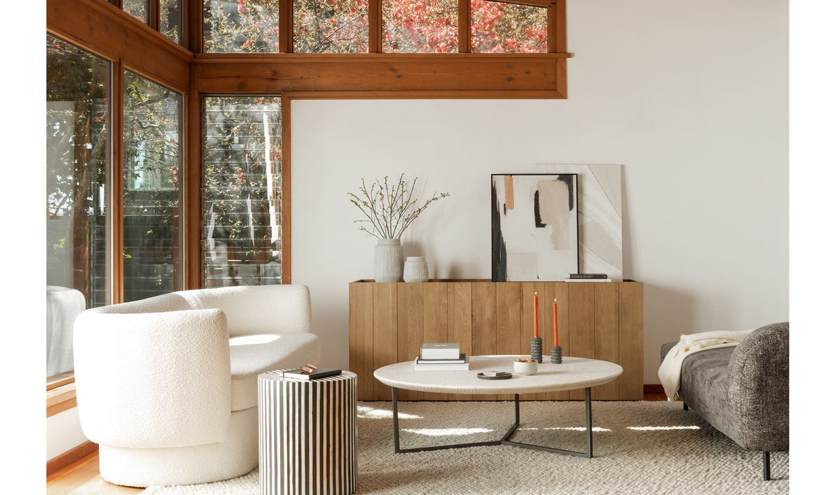 Calais Side Table in Black — styled in a living room