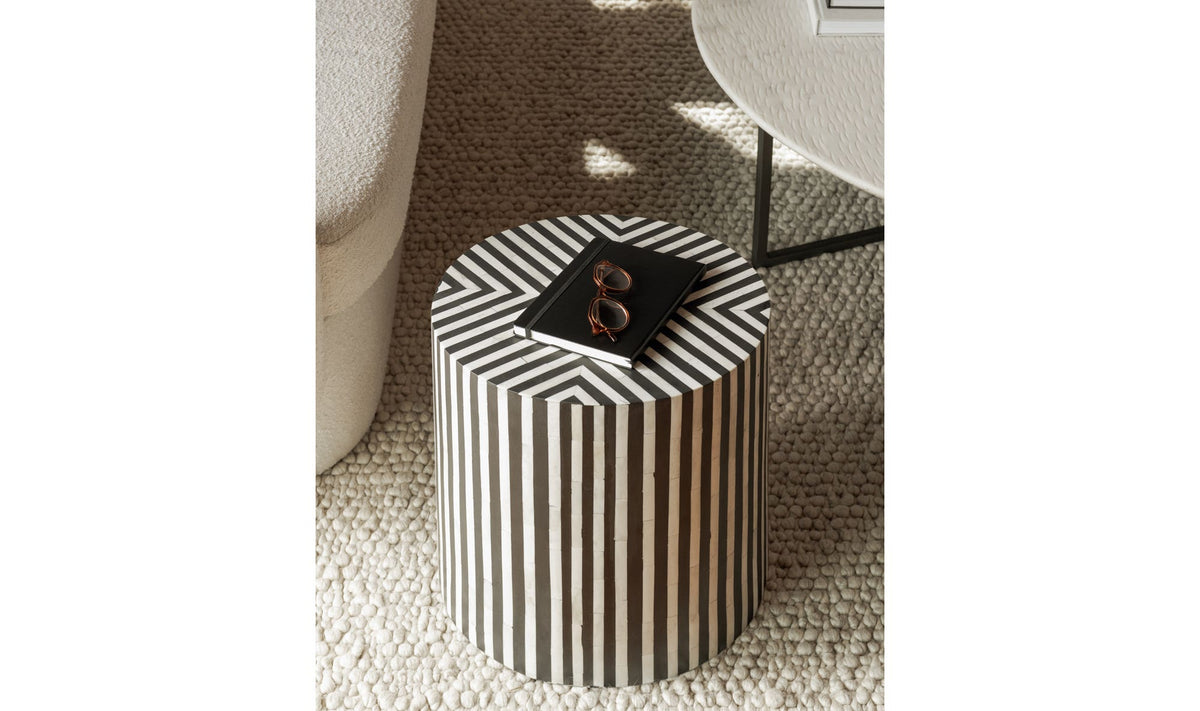Calais Side Table in Black — styled in a living room
