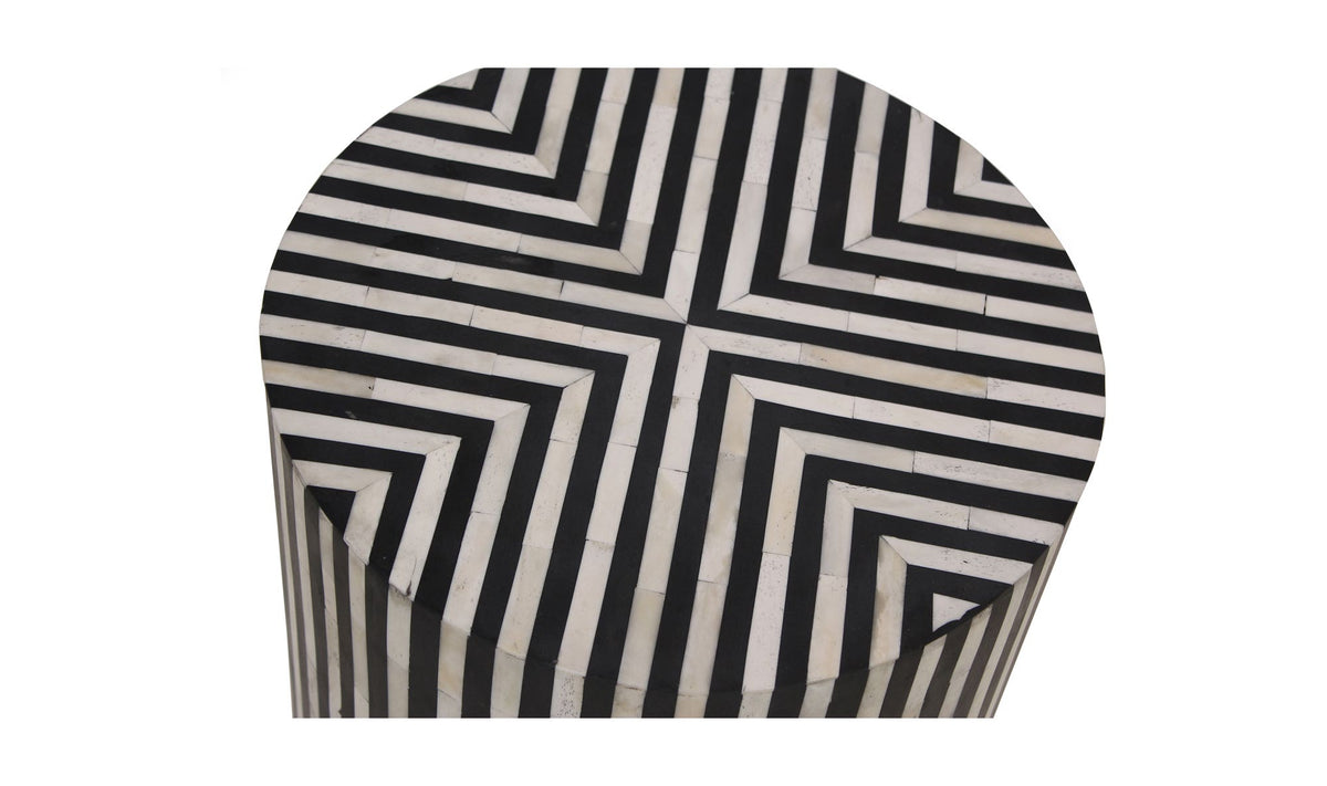 Calais Side Table in Black — bone veneer in resin detail