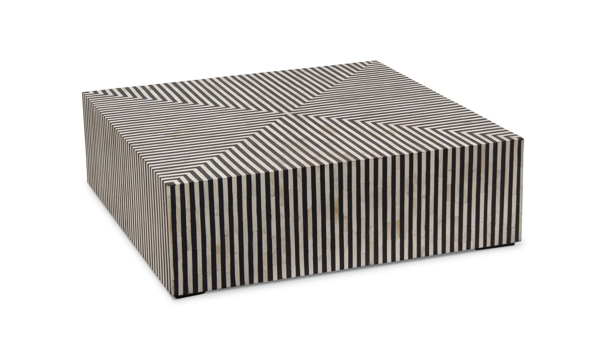 Trieste Coffee Table in Black and White — three-quarter view