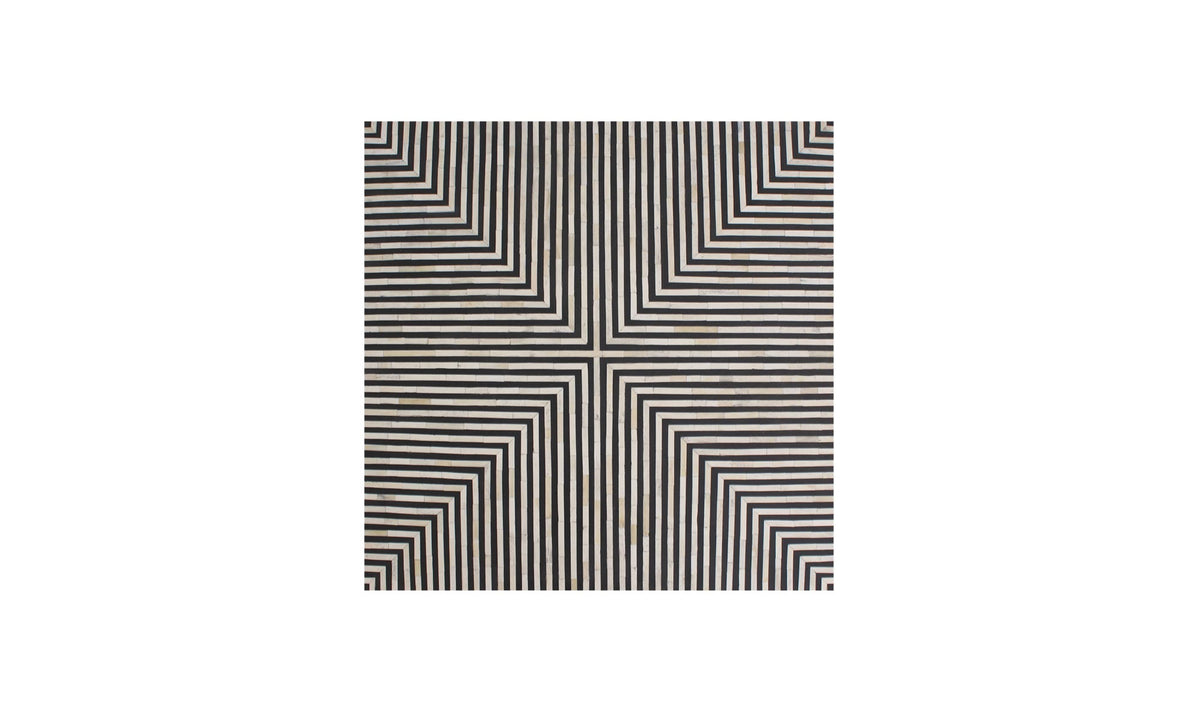 Trieste Coffee Table in Black and White — bone veneer in resin detail