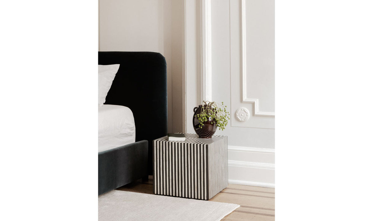 Trieste Side Table in Black and White — styled in a living room