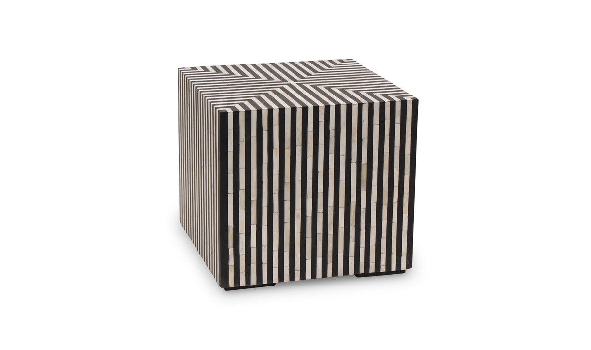 Trieste Side Table in Black and White — three-quarter view
