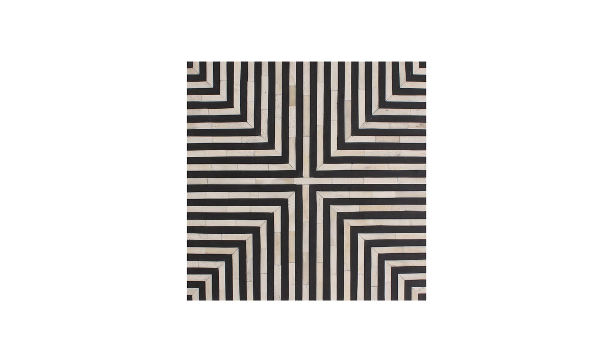 Trieste Side Table in Black and White — bone veneer in resin detail