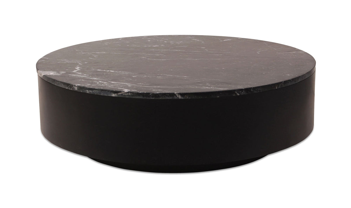 Rothesay Coffee Table in Black — black marble, 40" × 40"