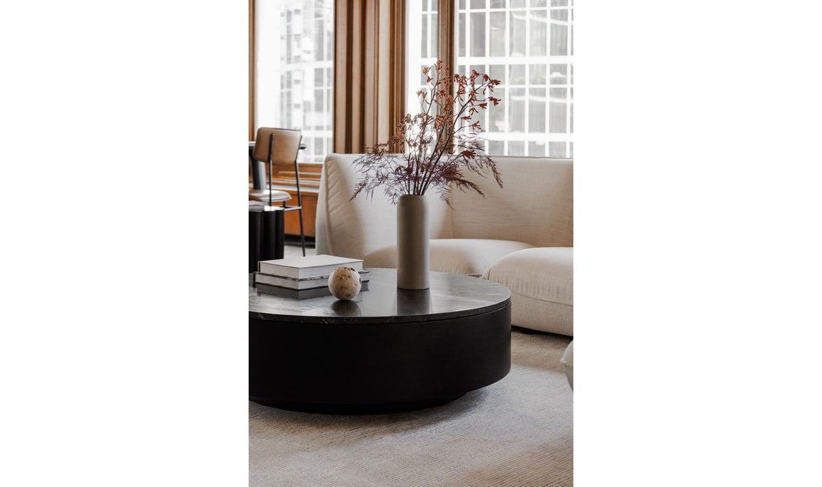 Rothesay Coffee Table in Black — styled in a living room