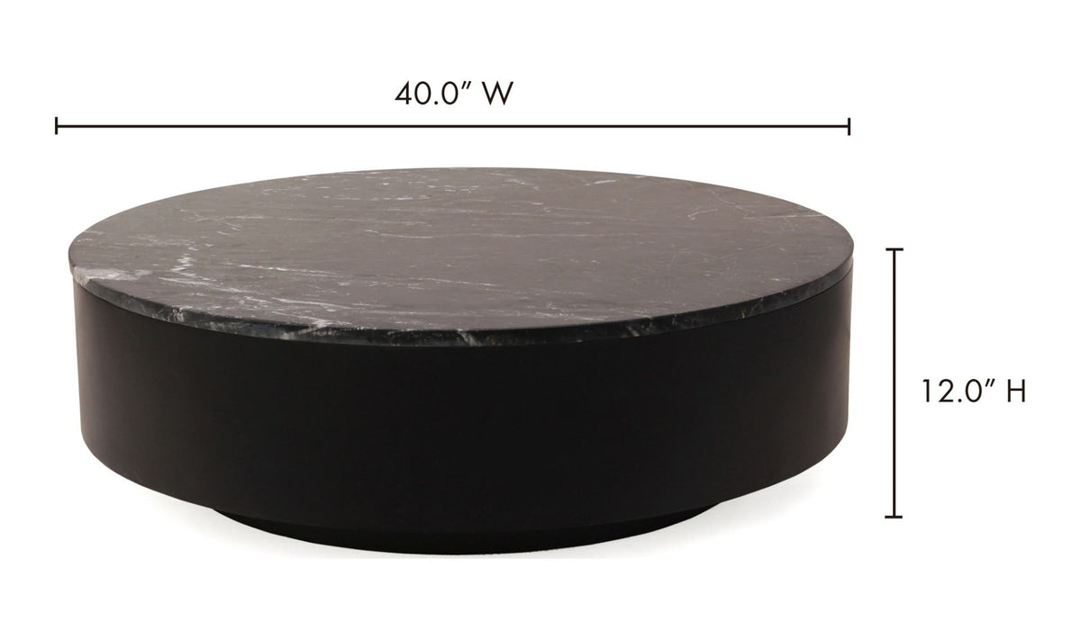 Rothesay Coffee Table in Black — dimensions diagram, 40" × 40"