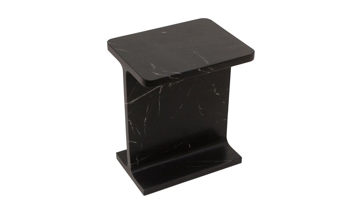 Tenby Accent Table in Black, black marble detail