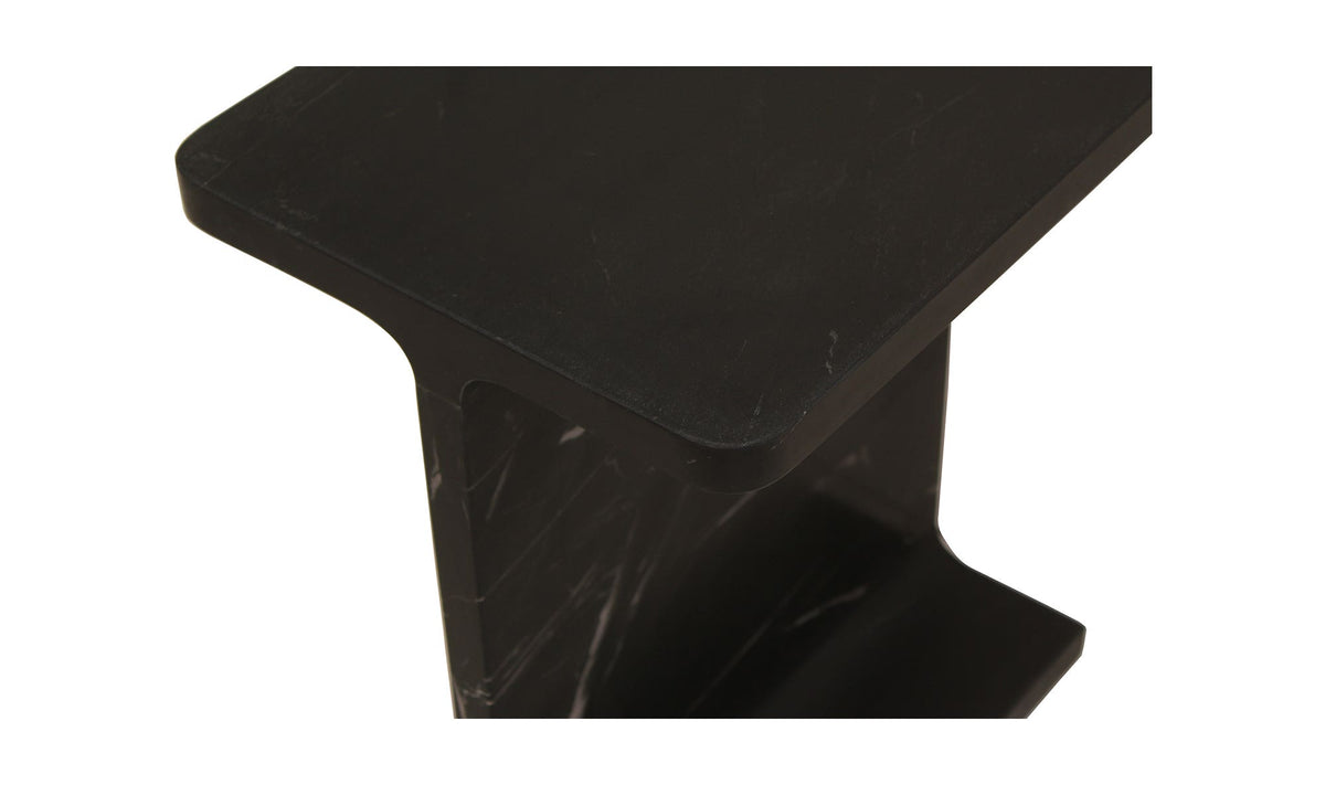 Tenby Accent Table in Black, black marble detail, view 3