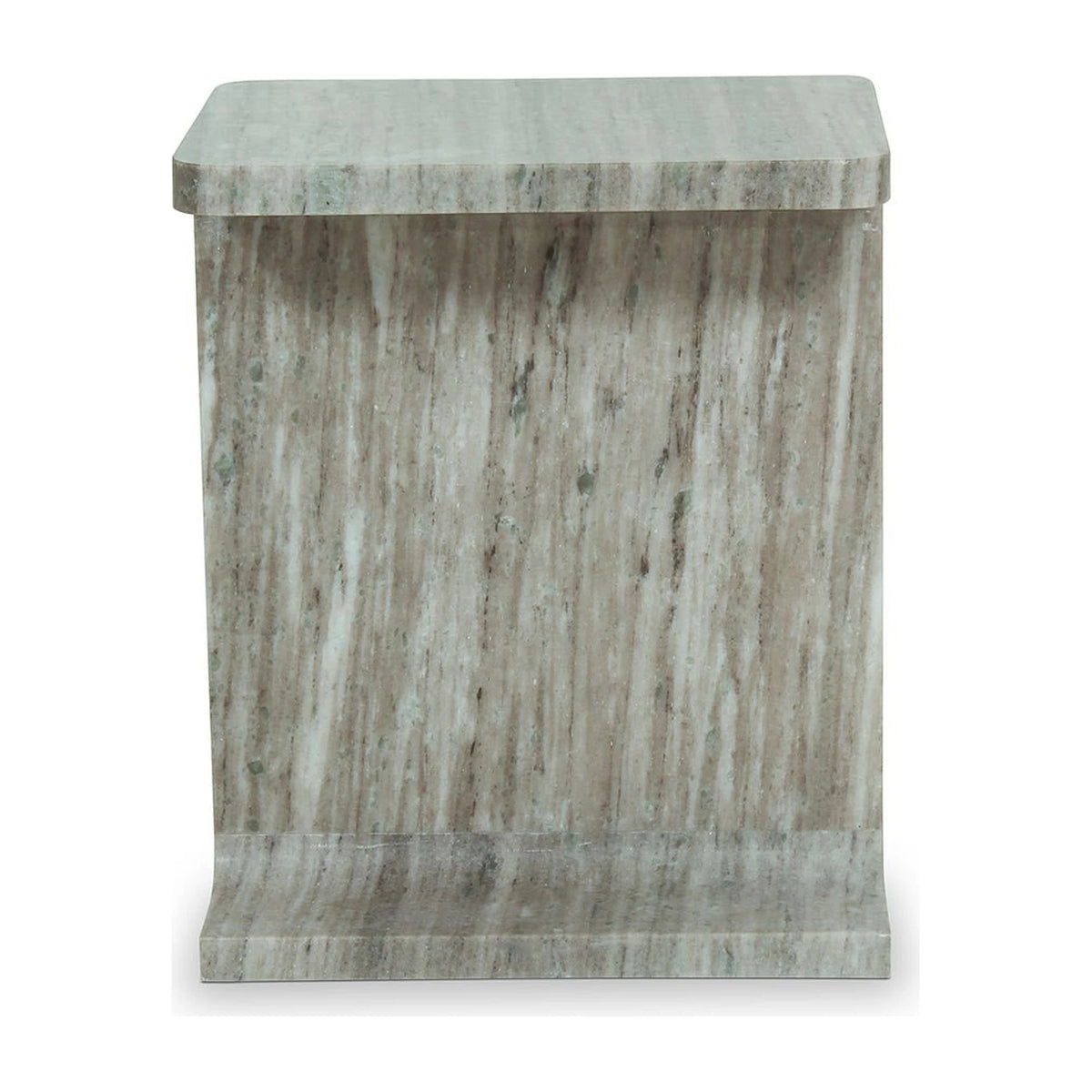 Tenby Accent Table in Taupe, caramel brown marble, 15" × 12"