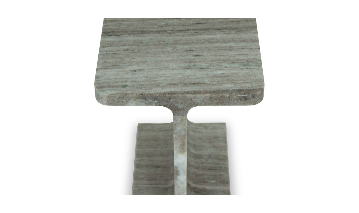 Tenby Accent Table in Taupe, caramel brown marble detail, view 2