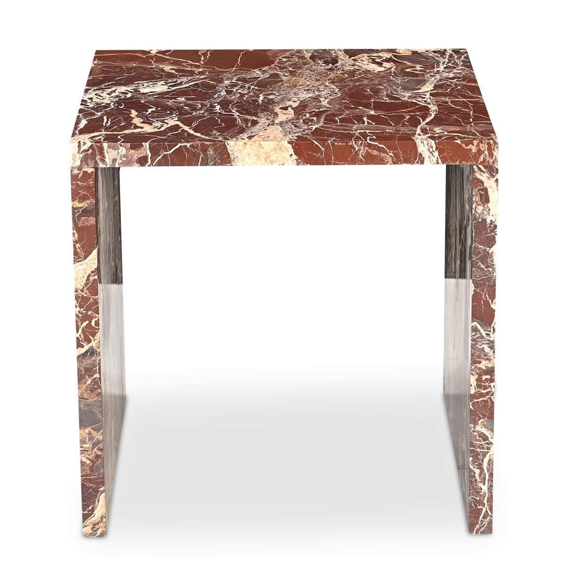 Riomaggiore Accent Table in Rosso Levanto Marble — rosso levanto marble, 20" × 20"