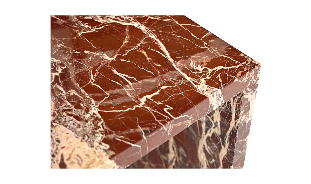Riomaggiore Accent Table in Rosso Levanto Marble — rosso levanto marble detail