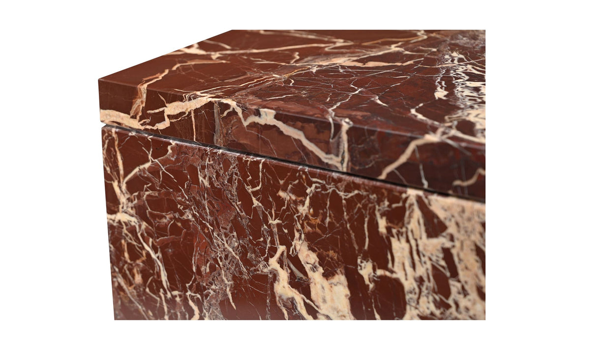 Riomaggiore Accent Table in Rosso Levanto Marble — rosso levanto marble detail