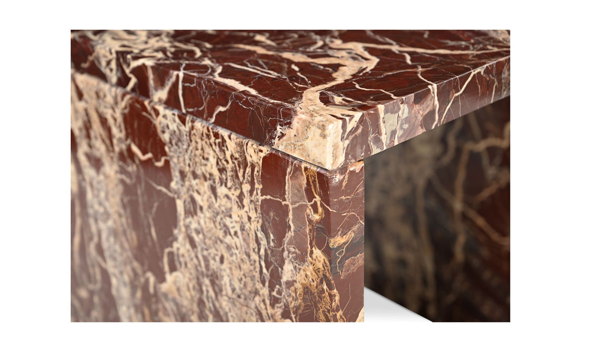 Riomaggiore Accent Table in Rosso Levanto Marble — rosso levanto marble detail
