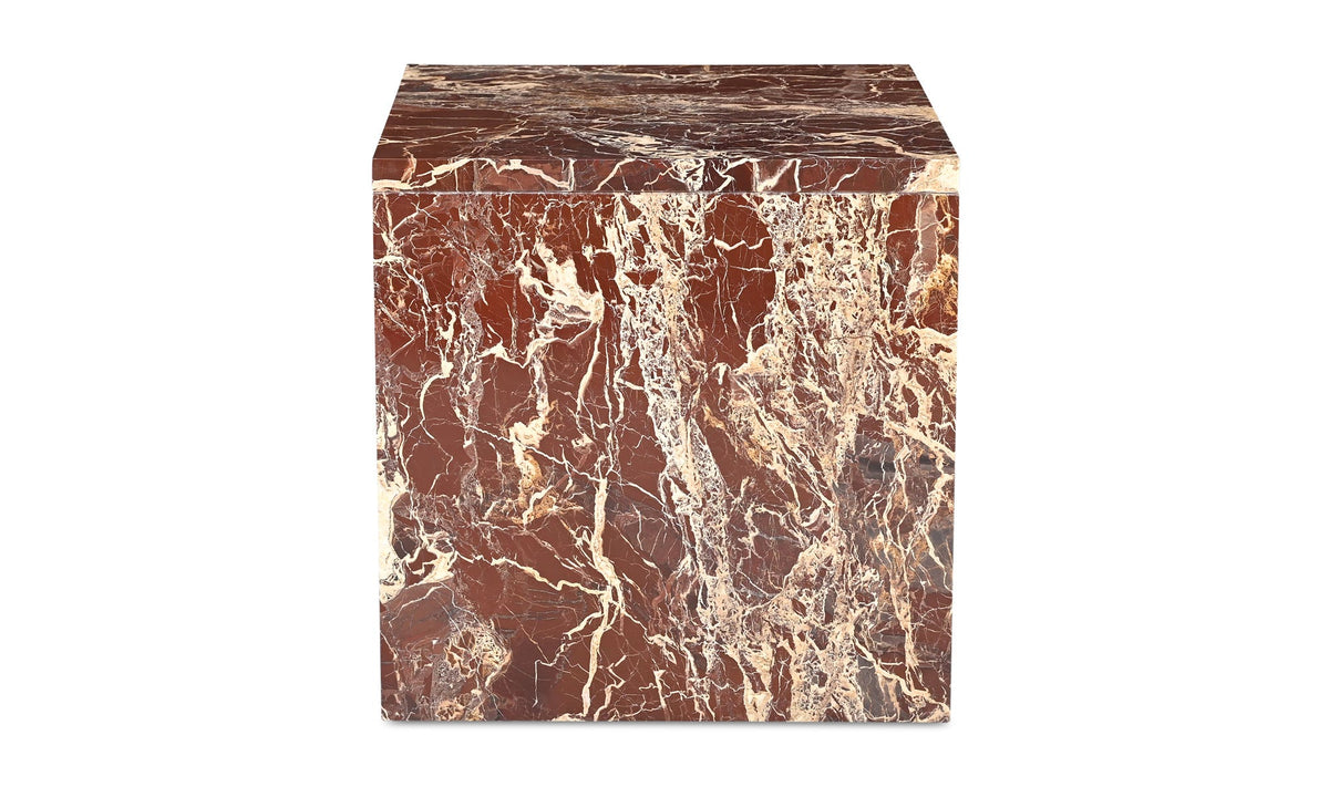 Riomaggiore Accent Table in Rosso Levanto Marble — rosso levanto marble detail