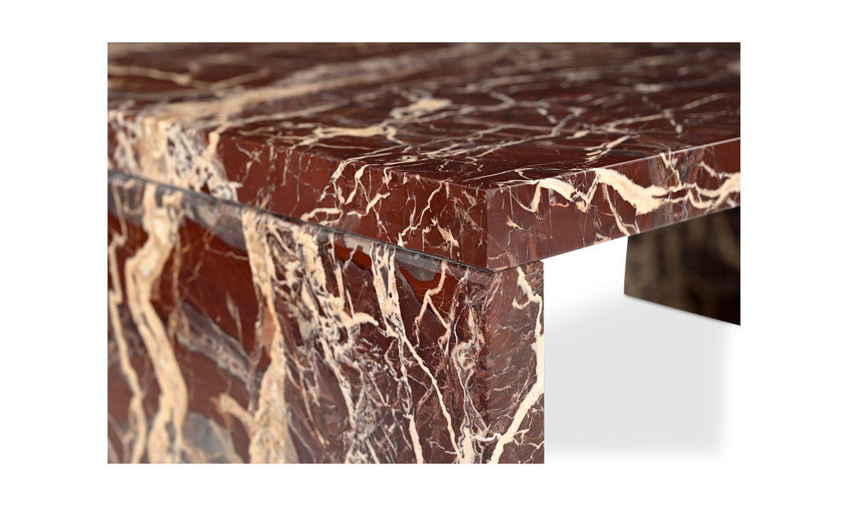 Riomaggiore Coffee Table in Rosso Levanto Marble — rosso levanto marble detail