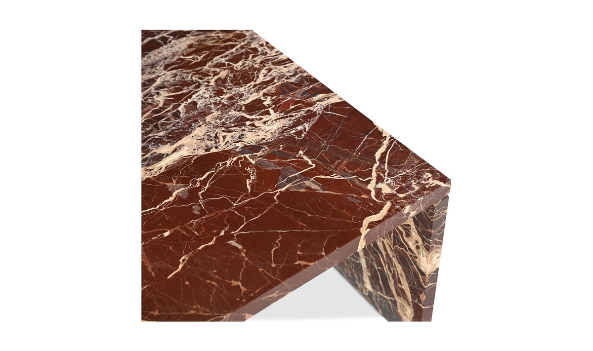 Riomaggiore Coffee Table in Rosso Levanto Marble — rosso levanto marble detail