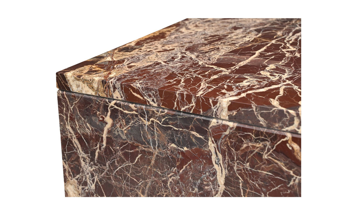 Riomaggiore Coffee Table in Rosso Levanto Marble — rosso levanto marble detail
