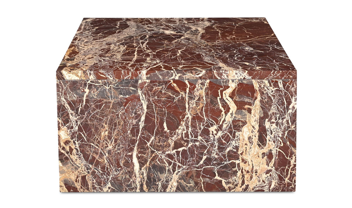 Riomaggiore Coffee Table in Rosso Levanto Marble — rosso levanto marble detail