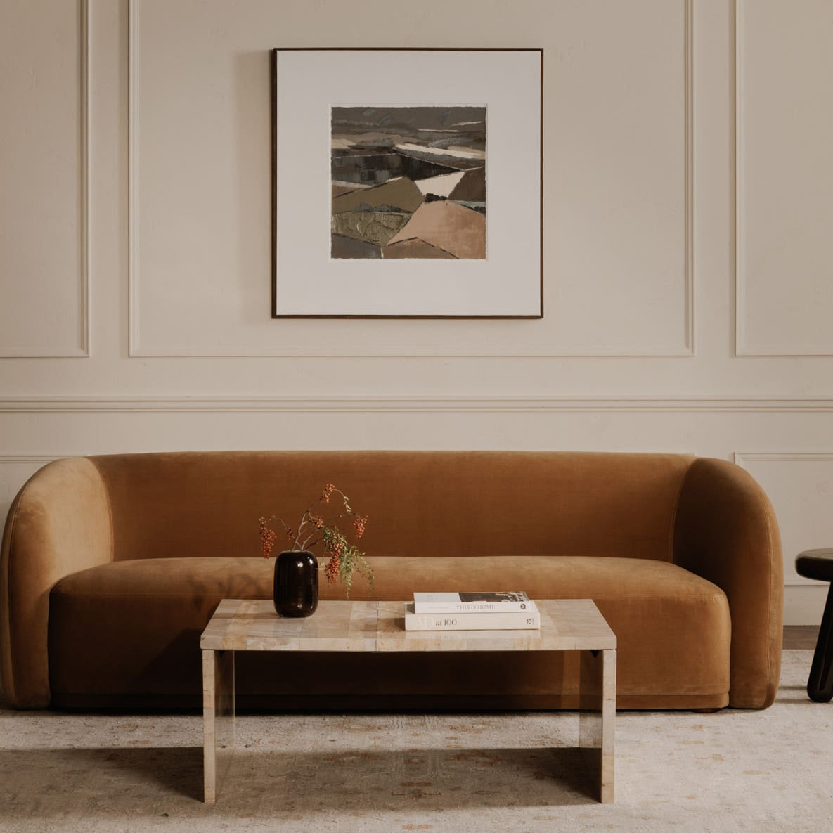 Riomaggiore Coffee Table in Mixed Marble — styled in a living room