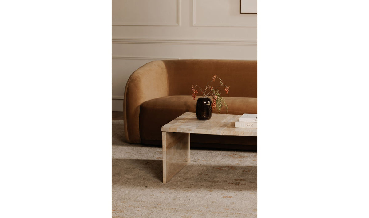 Riomaggiore Coffee Table in Mixed Marble — styled in a living room
