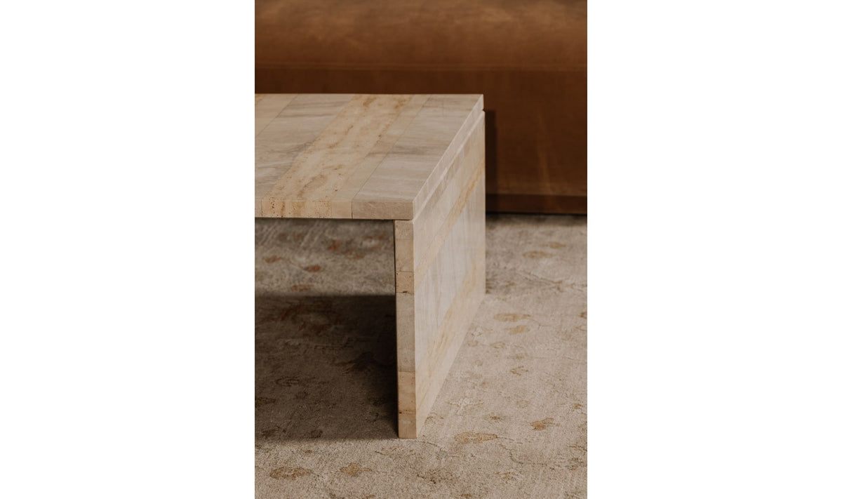 Riomaggiore Coffee Table in Mixed Marble — styled in a living room