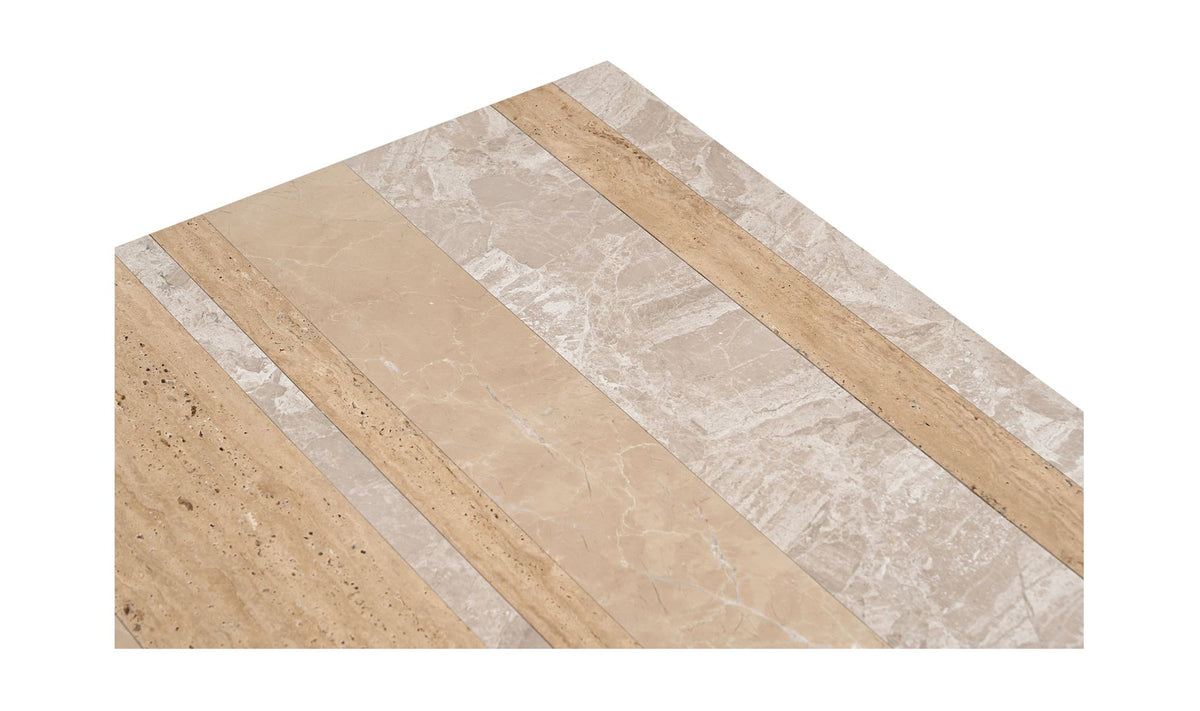 Riomaggiore Coffee Table in Mixed Marble — italian beige travertine marble detail