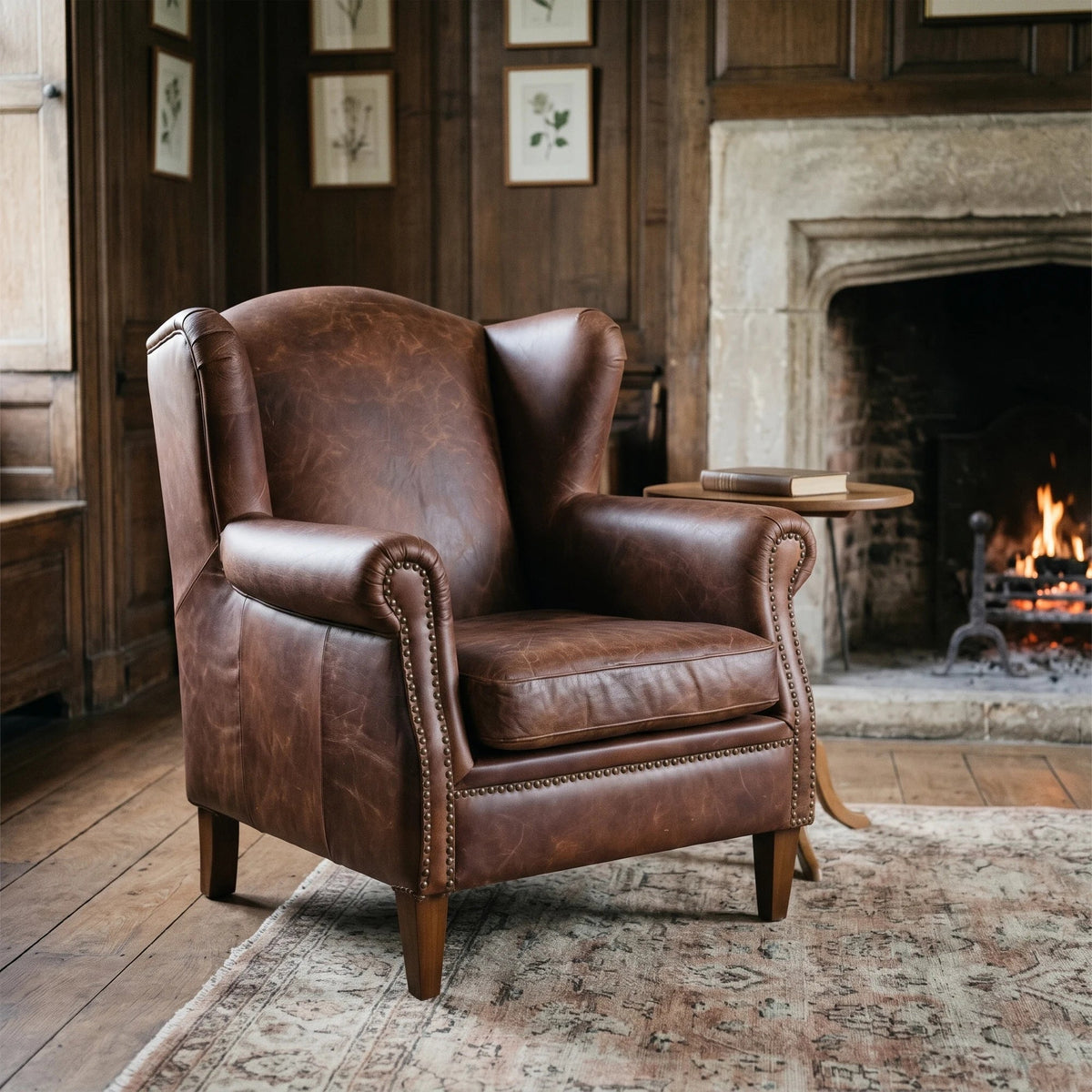 Harrogate Leather Wingback Chair - Altera