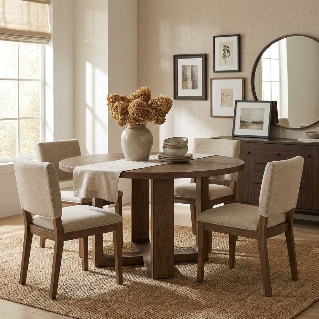 Harrow Round Dining Table Rustic Brown - Altera