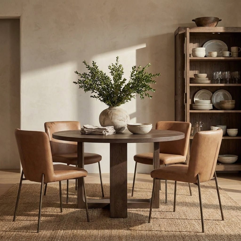 Harrow Round Dining Table Rustic Brown - Altera
