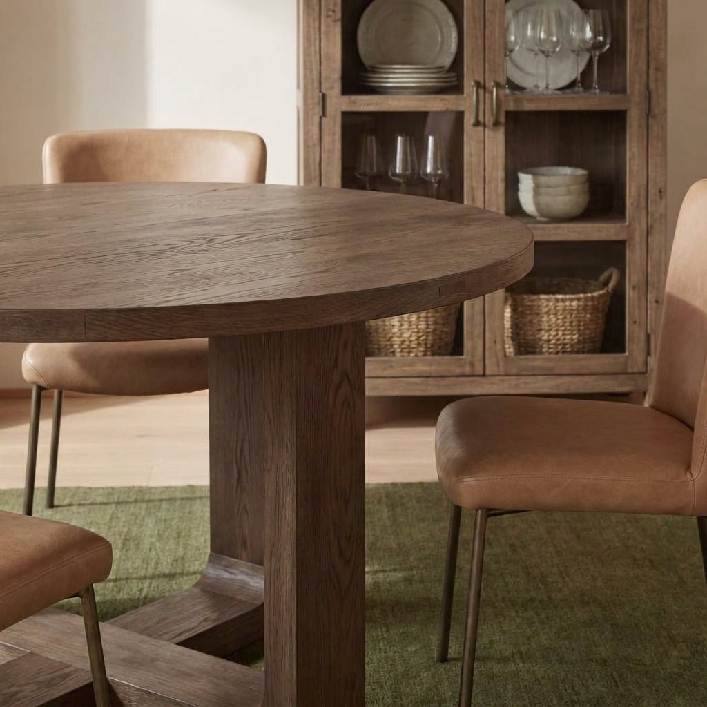 Harrow Round Dining Table Rustic Brown - Altera