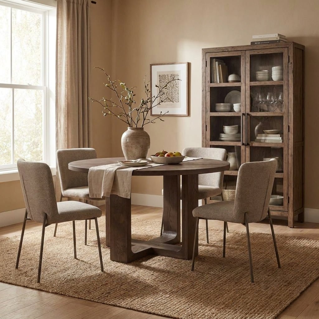 Harrow Round Dining Table Rustic Brown - Altera
