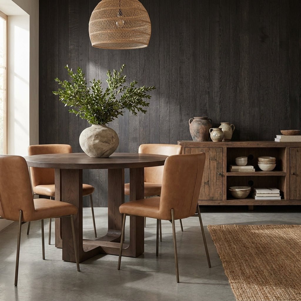 Harrow Round Dining Table Rustic Brown - Altera